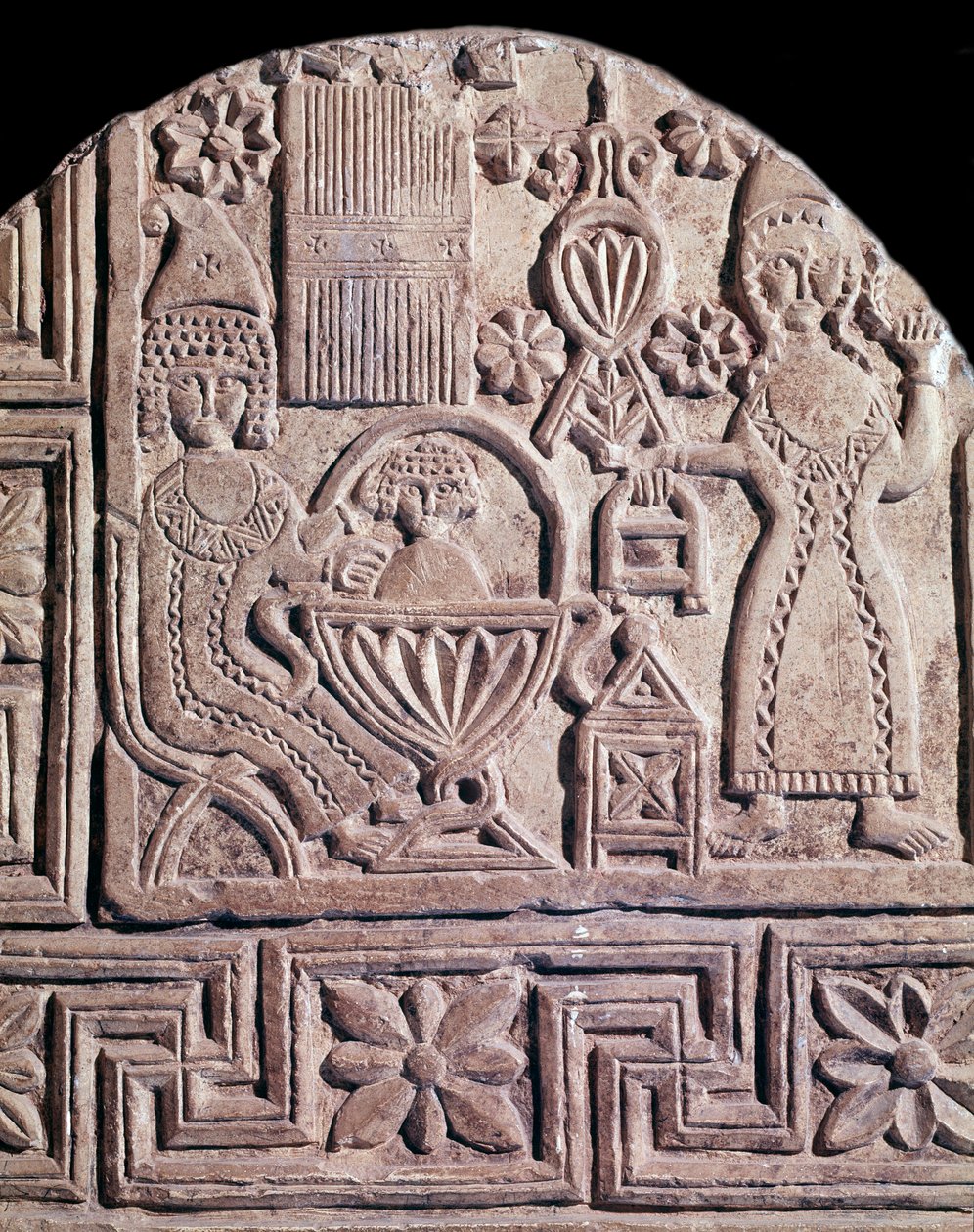 غسل يسوع بواسطة ممرضتين (نقش على الشاهدة ، القرن السادس) بواسطة قبطي قبطي