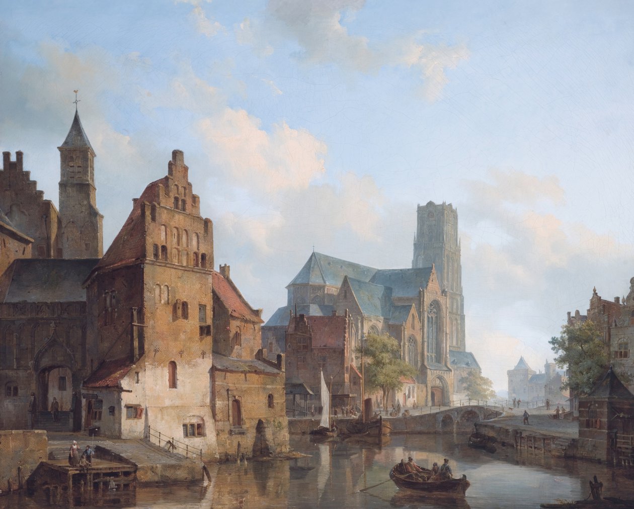 منظر لـ Delftse Vaart وكنيسة Saint Laurens ، روتردام بواسطة كورنيليس سبرينغر