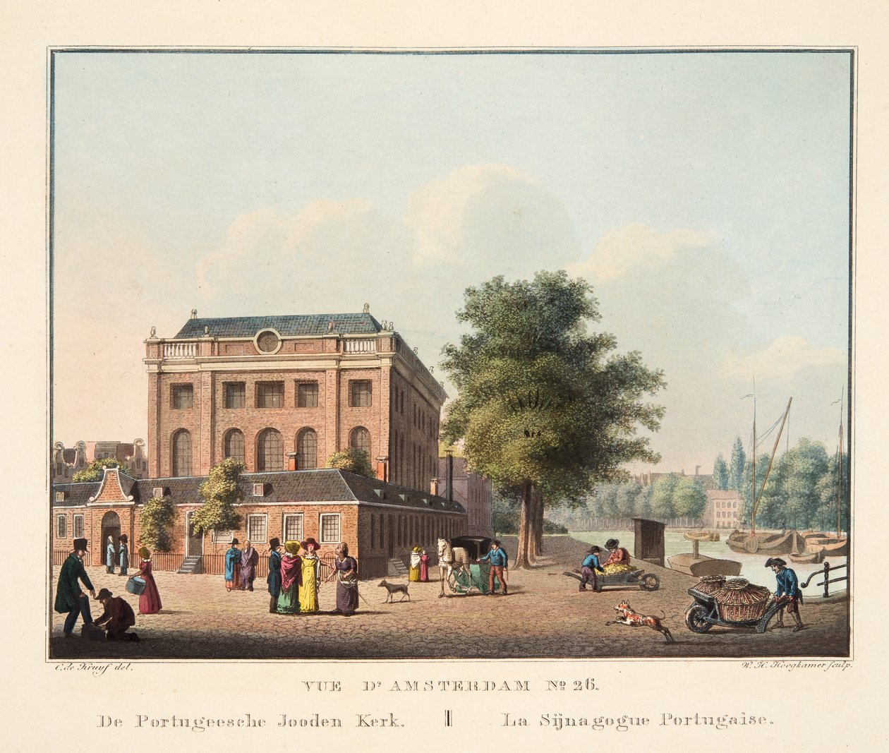منظر أمستردام رقم 26. بقلم Portugeesche Jooden Kerk. السيجنة البرتغالية ، 1825 (نقش يدوي) بواسطة كورنيليس دي كرويف