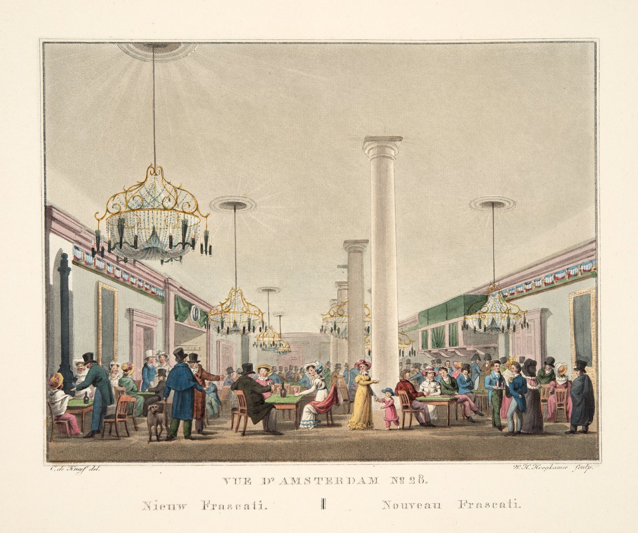 Vue d&39;Amsterdam رقم 28. نيو فراسكاتي. نوفو فراسكاتي ، 1825 (نقش يدوي) بواسطة كورنيليس دي كرويف