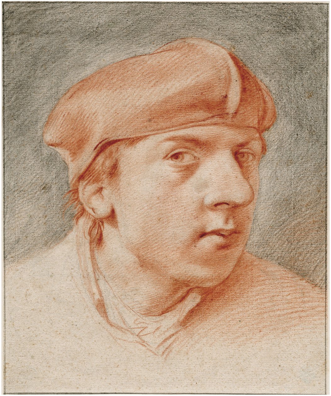 "" Autoportrait au beret "(صورة شخصية مع قبعة) Sanguine de Cornelis Pietersz Bega (1631 / 2-1664) The Rembrandt House ، أمستردام بواسطة كورنيليس بيترسز بيغا