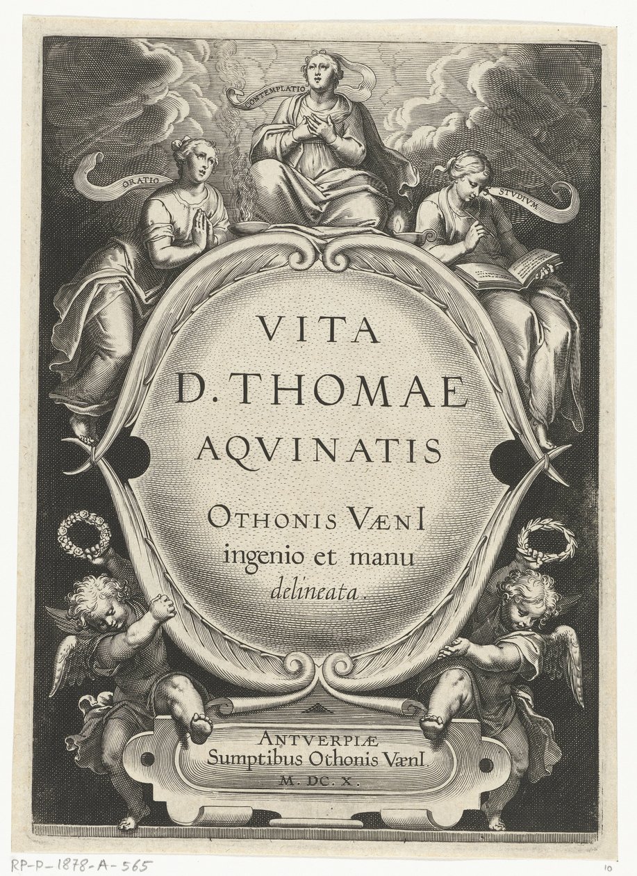 طباعة العنوان لـ: Otto van Veen، Vita D. Thomae Aqvinatis، Antwerp، 1610 حياة القديس توما الأكويني (عنوان السلسلة) بواسطة كورنيليس بويل