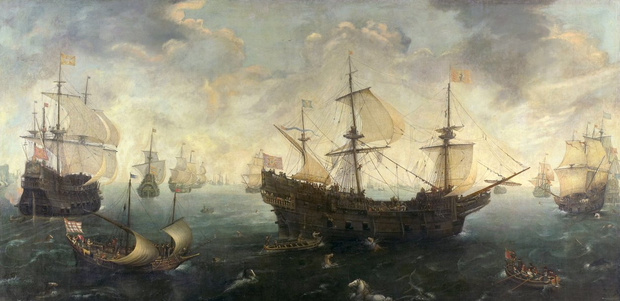 الأرمادا الإسبانية قبالة سواحل إنجلترا ، حوالي 1620-1625 بواسطة كورنيليس كلايس فيرينجين فان