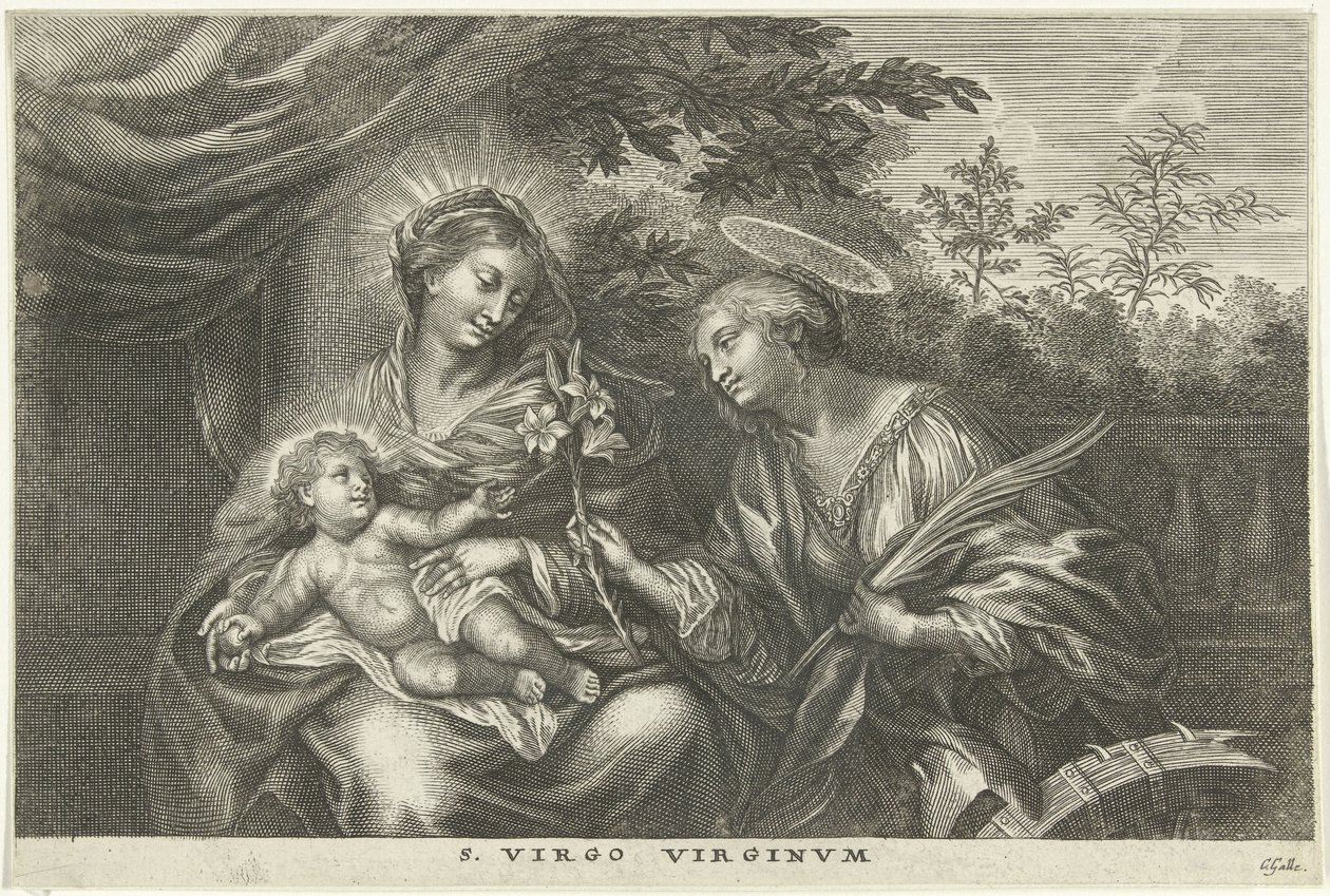 مريم والطفل وسانت كاترين من الإسكندرية S. Virgo Virginvm (العنوان على الكائن) بواسطة كورنيليس جالي (أنا)