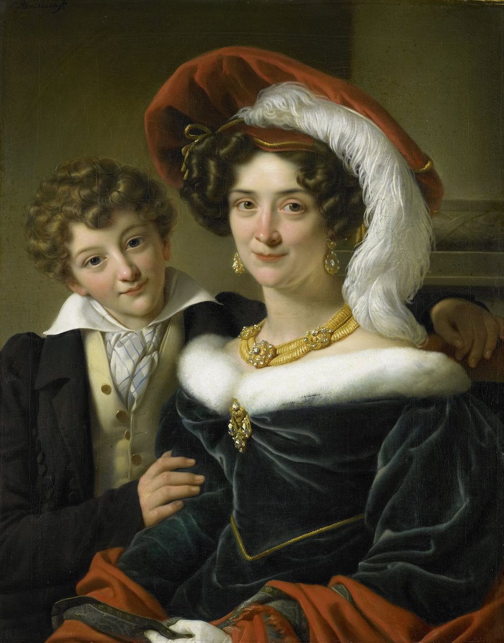 رودولفينا فيلهيلمينا إليزابيث دي ستورلر (1798-1873) ، الزوجة الثانية للكونت جوهانيس فان دن بوش ، مع ابنهما ريتشارد ليوينهارت ، 1829 بواسطة كورنيليس كروسمان