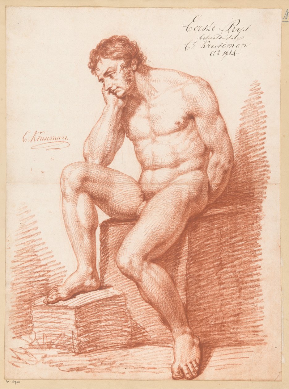 رجل جالس عاريًا ، يُرى من الأمام (الجائزة الأولى 1814) بواسطة كورنيليس كروسمان