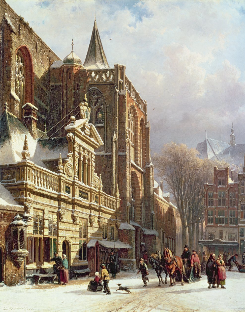 منظر ل Hoofdwacht و Grote Kerk ، Zwolle بواسطة كورنيليس سبرينغر