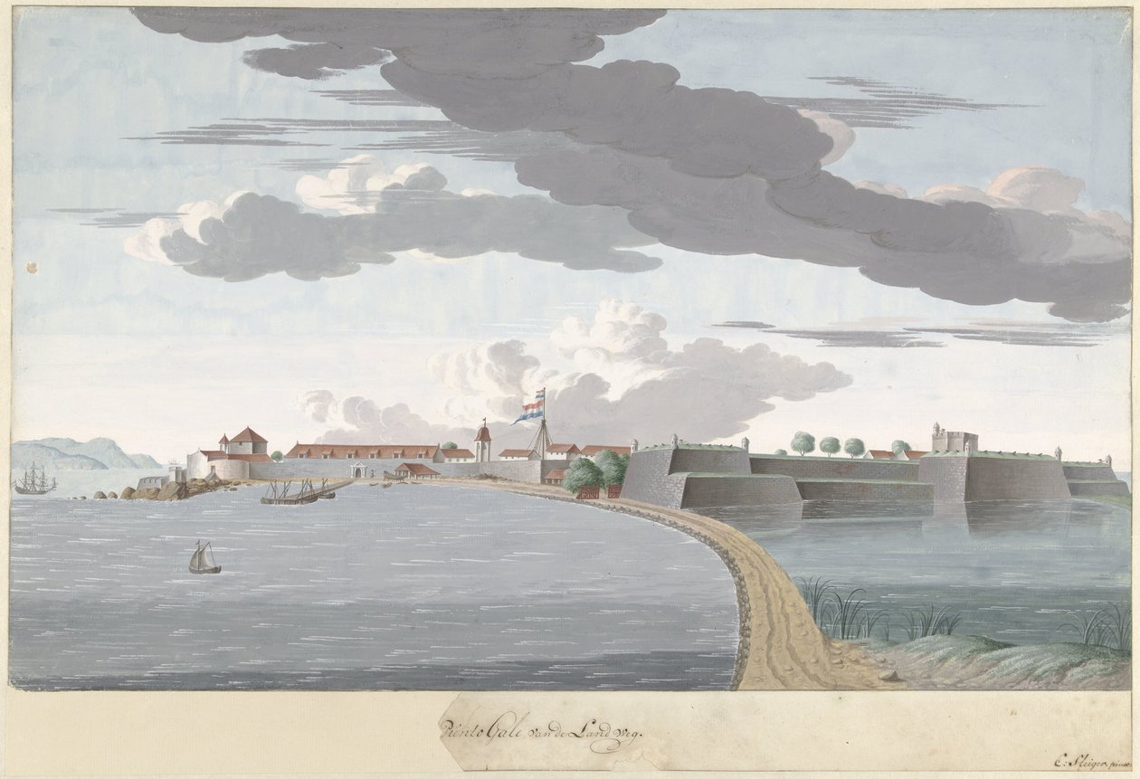 حصن جالي في سيلان ، يُنظر إليه من جانب اليابسة Piento Gale van de Landweg (العنوان على الكائن) بواسطة كورنيليس ستيجر