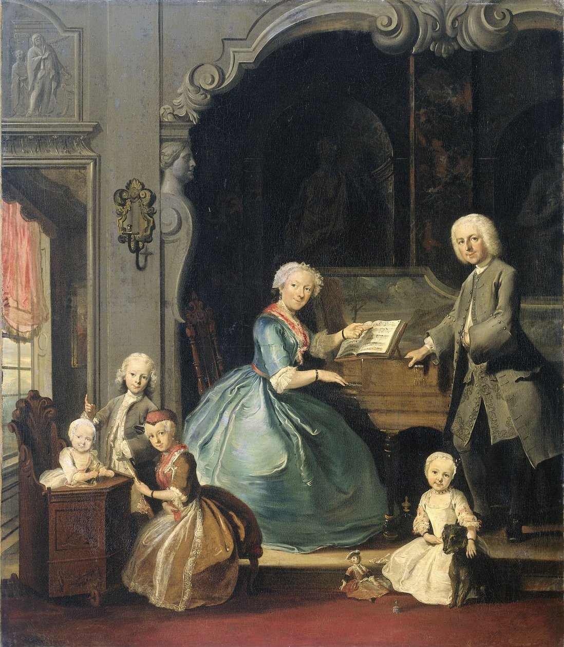 مجموعة عائلية بالقرب من Harpsichord ، 1739 بواسطة كورنيليس تروست