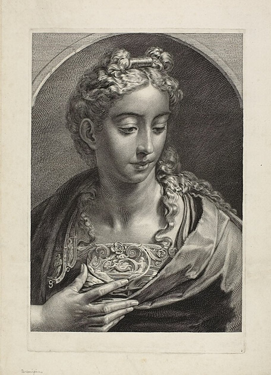 أثينا، من خزانة رينست؛ فارياراروم تخيلوم تخيلوم a celeberrimis artificibus pictarum Caelaturae (خزانة رينست: نقوش لصور مختلفة رسمها فنانون مشهورون) بواسطة كورنيليس فيشر