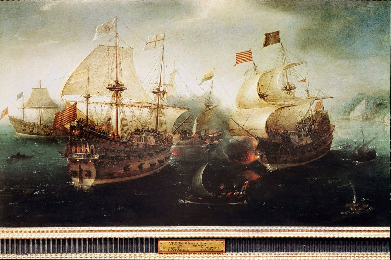 Scene of naval battle (Painting بواسطة هندريك كورنيليش. فروم