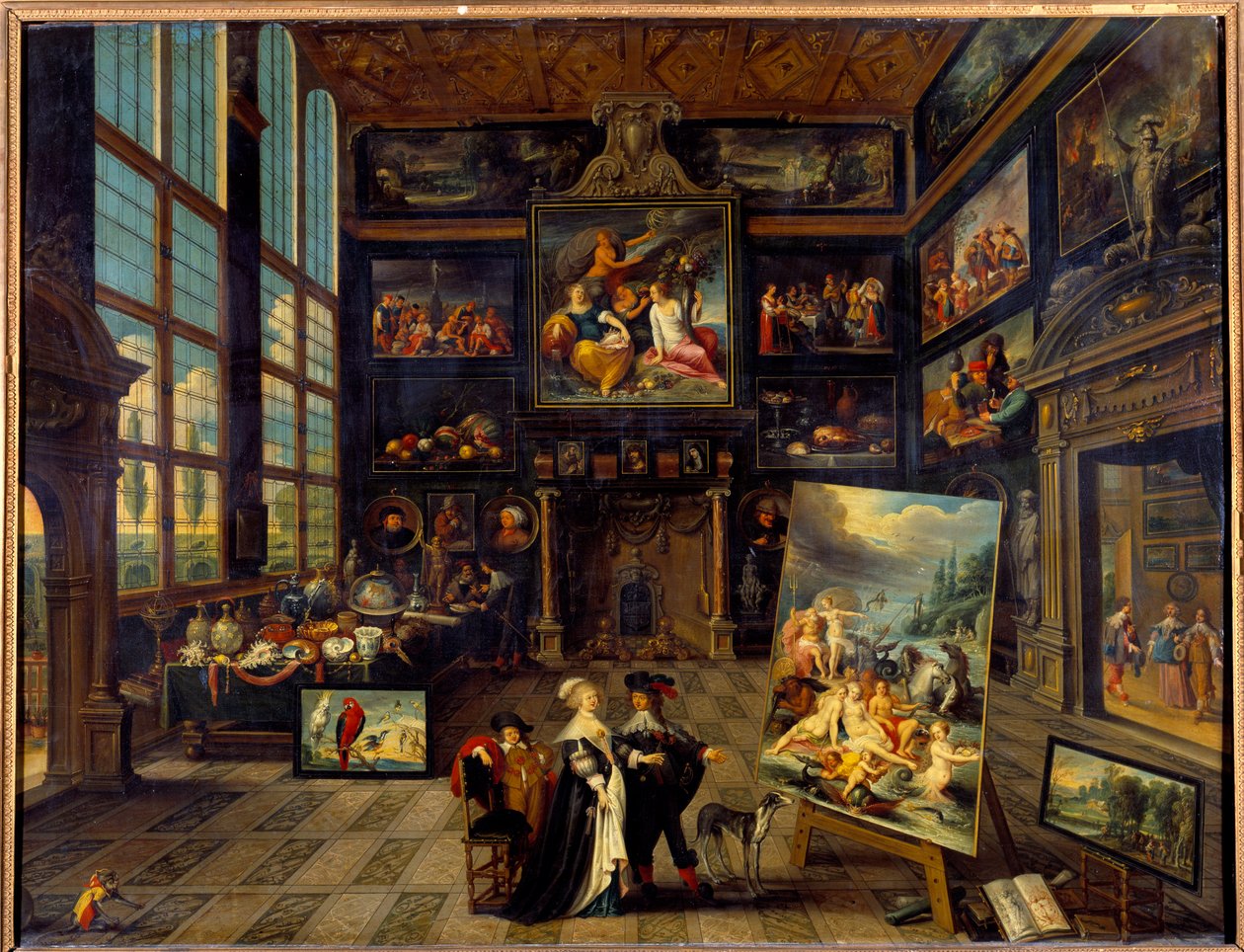 منظر داخلي لمعرض للوحات وأعمال فنية رسم كورنيليس دي بيليور (1607-1671) 1637 صن. 0،99 × 1،23 م بواسطة كورنيليس دي آي بيليور