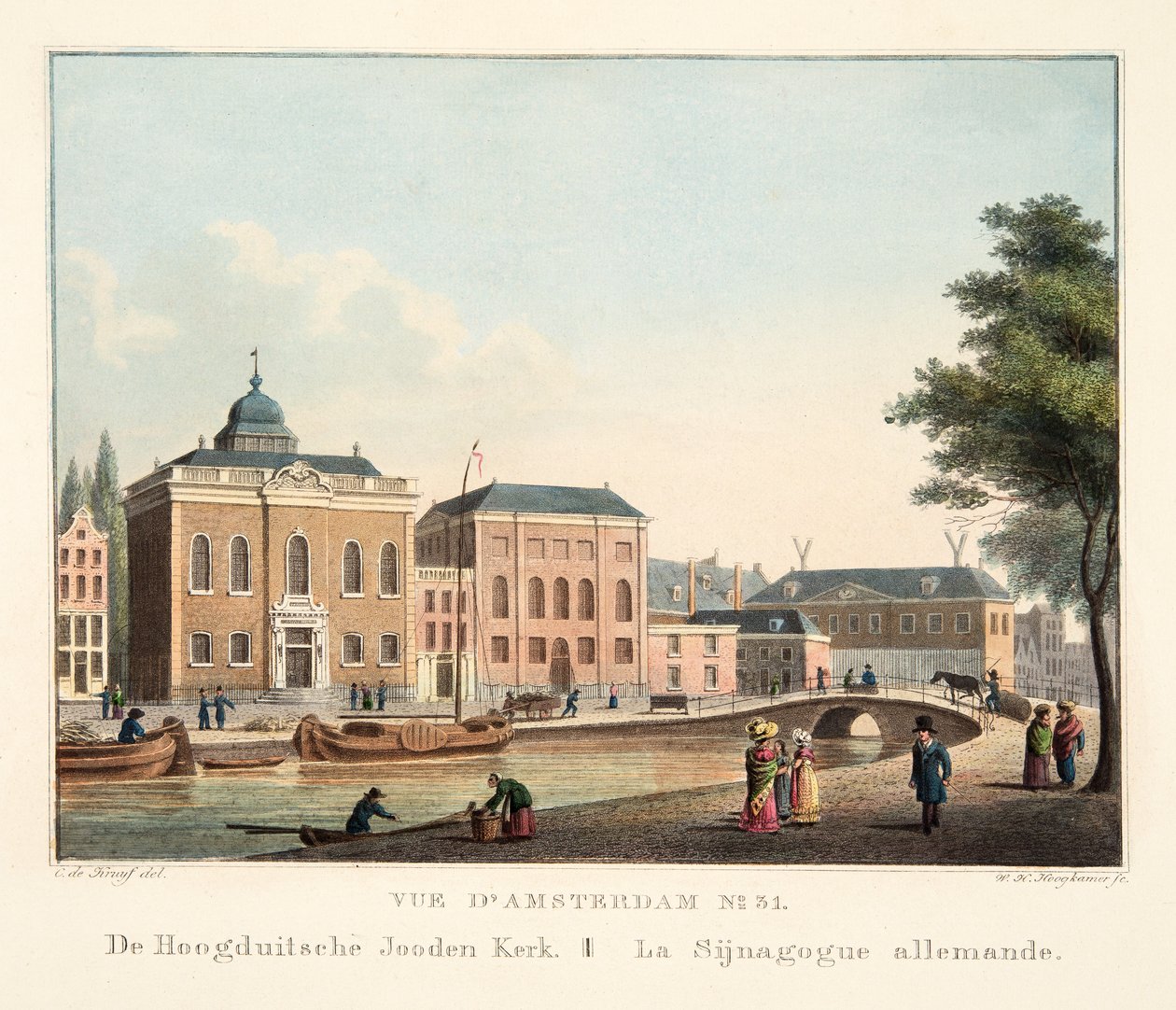 منظر أمستردام رقم 31. بقلم Hoogduitsche Jooden Kerk. The Sijnagogue الألماني ، 1825 (نقش يدوي) بواسطة كورنيليس دي كرويف