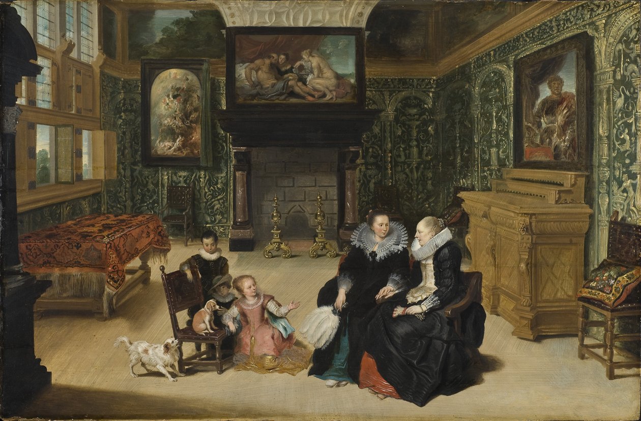 Interieur ، المسمى صالون Rubens - Interior ، المسمى "صالون Rubens" ، بواسطة Vos، Cornelis de (1584-1651). زيت على خشب. الأبعاد: 75x115 سم. المتحف الوطني ستوكهولم بواسطة كورنيليس دي فوس