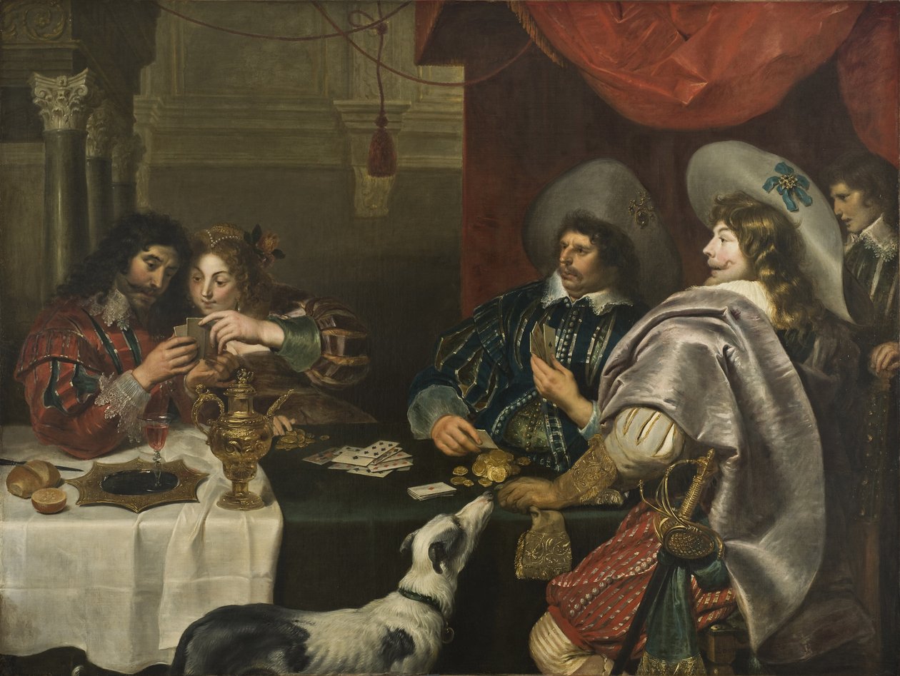 لعبة الورق - لعبة الورق ، بواسطة فوس ، كورنيليس دي (1584-1651). زيت على قماش. الأبعاد: 171 × 228 سم. المتحف الوطني ستوكهولم بواسطة كورنيليس دي فوس