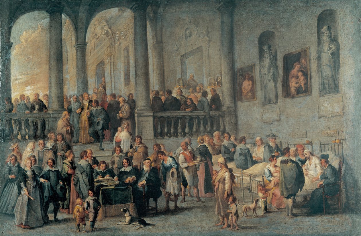 زيارة المريض بواسطة وائل كورنيليس (1592-1667). زيت على قماش ، الحجم: 99 × 152 ، ج. 1640 ، متحف سترادا نوفا ، جنوة بواسطة كورنيليس دي وائل