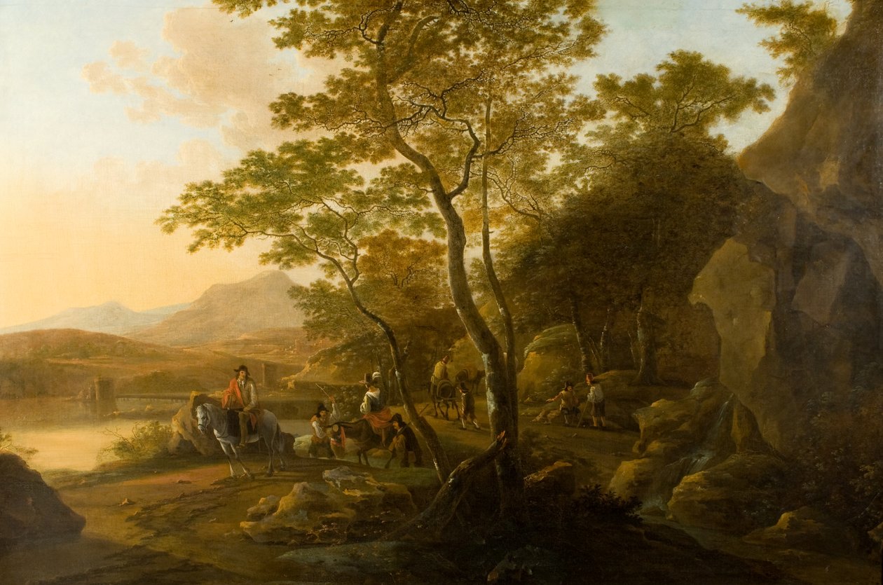 منظر طبيعي بالأشكال ، 1655-1710 (زيت على قماش) بواسطة كورنيليس فان سواننبرغ