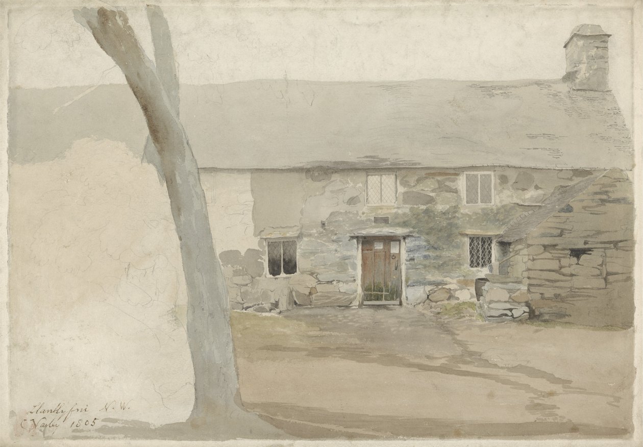الأكواخ في Llanllyfni ، شمال ويلز ، 1805 (مرحاض فوق الجرافيت على الورق) بواسطة كورنيليوس فارلي