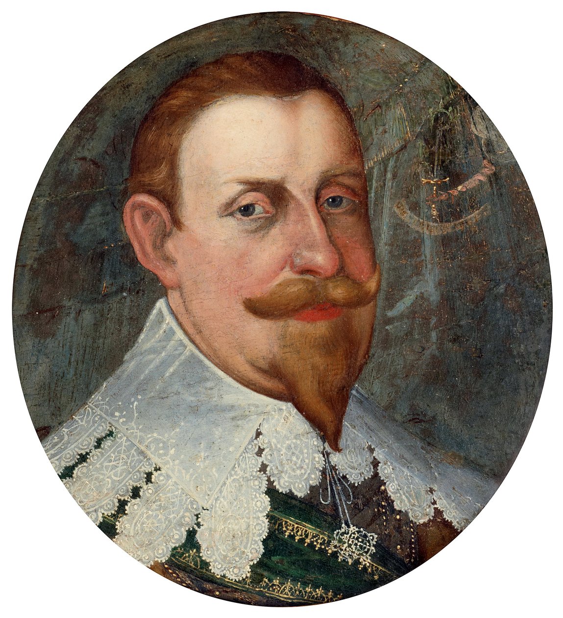 غوستاف الثاني أدولف (1594-1632) ، المعروف باسم العظيم أو أسد الشمال ، ملك السويد - رسم كورنيليوس أرندتز (1590-1655) ، زيت على قماش (26 × 23.5 سم) بواسطة كورنيليوس أرندتز