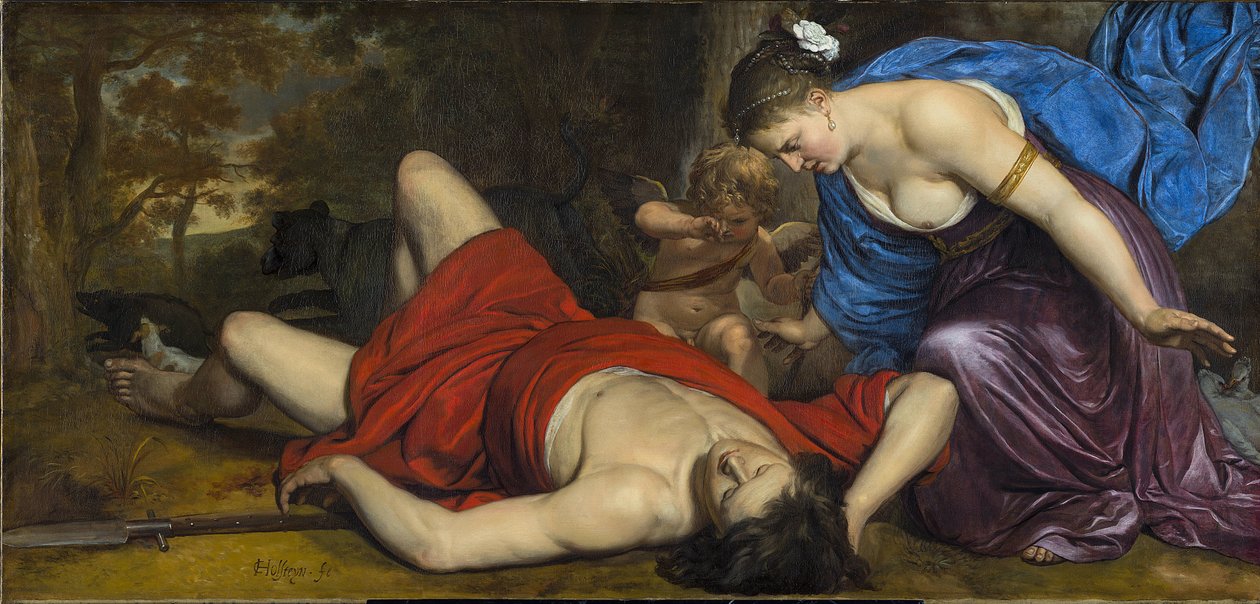 فينوس وكوبيد الحداد على الميت Adonis par Holsteijn ، Cornelis Pieterszoon (1618-1658). زيت على قماش ، ج. 1647-1648 ، متحف فرانس هالس هارلم بواسطة كورنيليوس هولستين