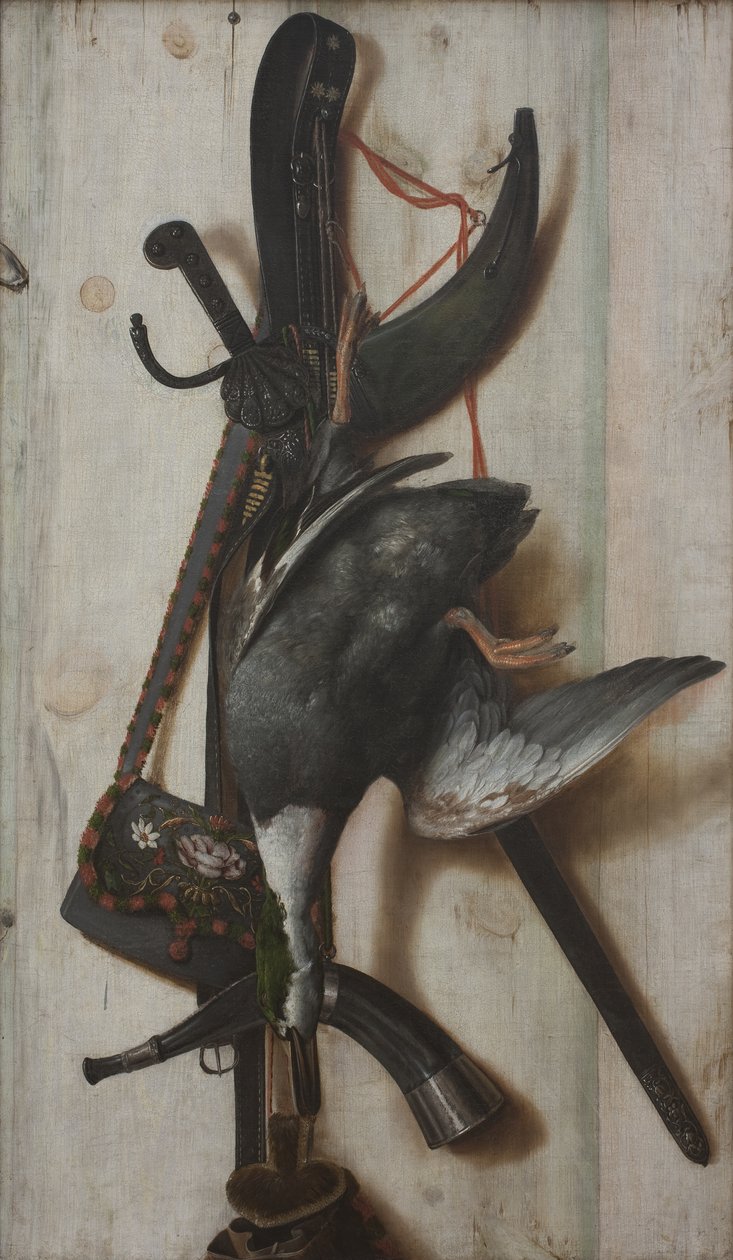 Trompe l'Oeil مع البط الميت وأدوات الصيد بواسطة كورنيليوس نوربرتوس جيجسبريشتس