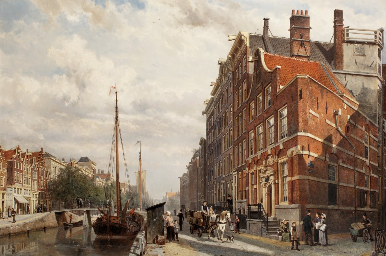 منظر ل Makelaers Comptoir على Nieuwezijds Voorburgwal ، أمستردام ، 1883 بواسطة كورنيليس سبرينغر