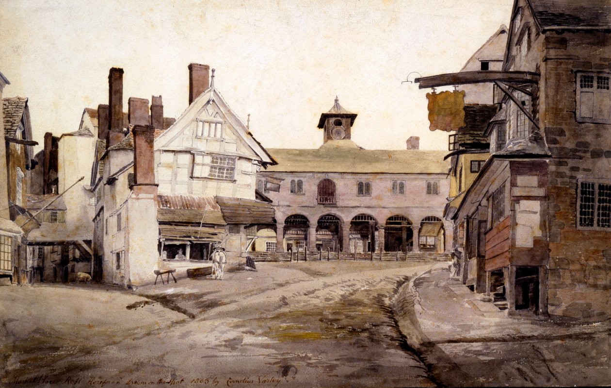 The Market Place ، روس ، هيرتفوردشاير ، 1803 بواسطة كورنيليوس فارلي