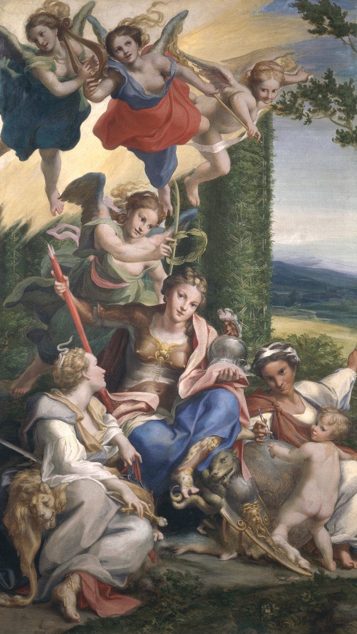 Allegory of the Virtues، c.1529-30 (تمبرا على قماش) بواسطة أنطونيو دا كوريجيو