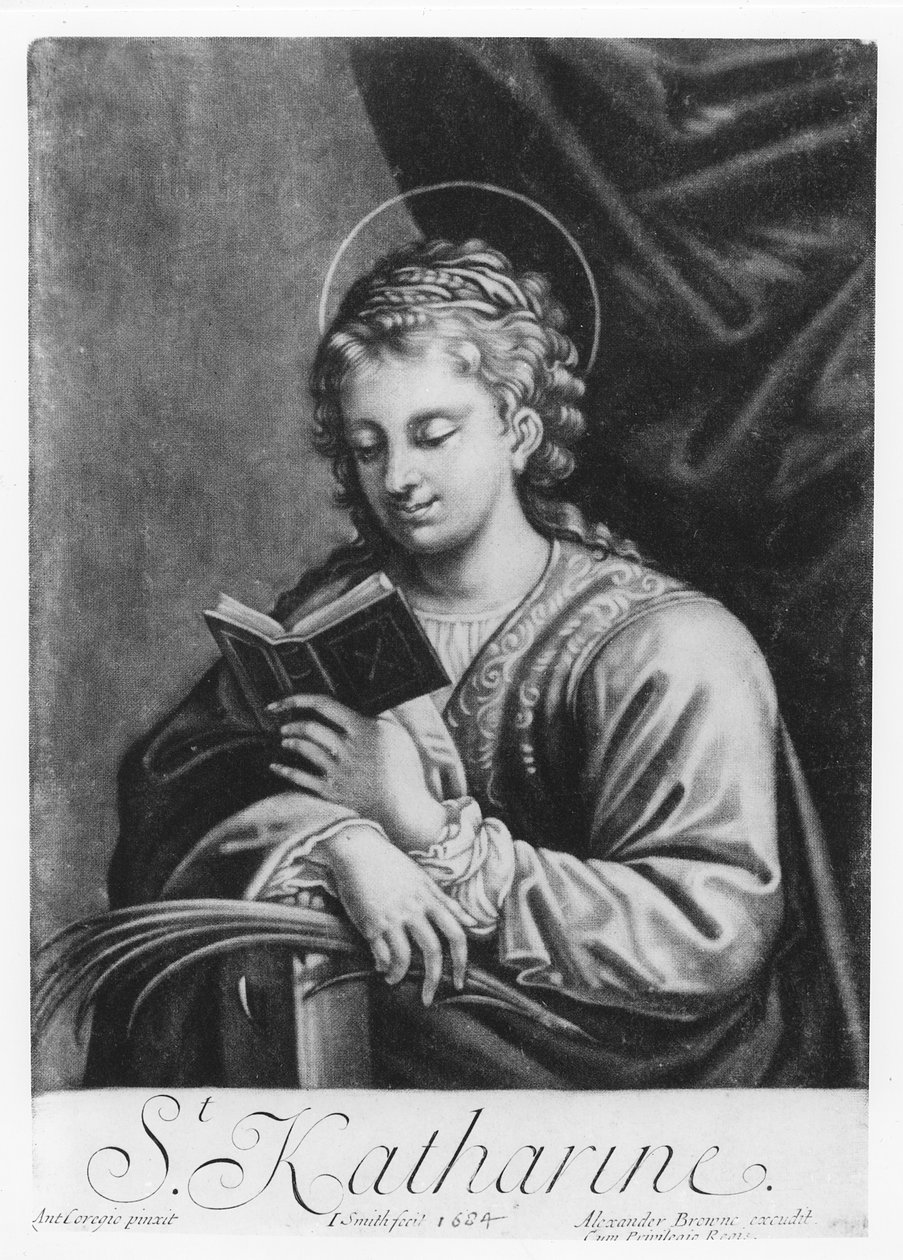 سانت كاترين ، نقشها جون سميث (c.1652-1742) بواسطة أنطونيو دا كوريجيو