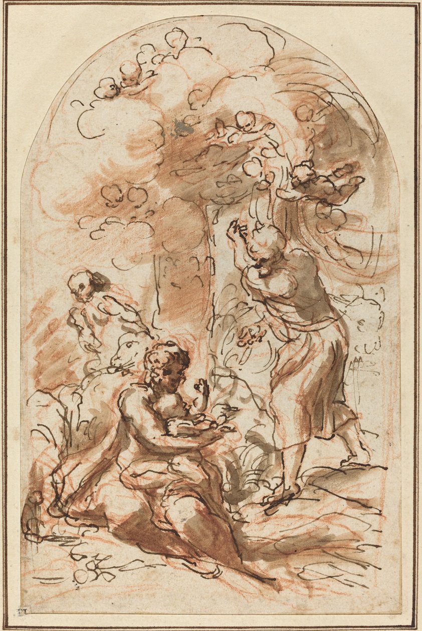 دراسة لـ "Madonna della Scodella" [وجه الصفحة] بواسطة كوريجيو