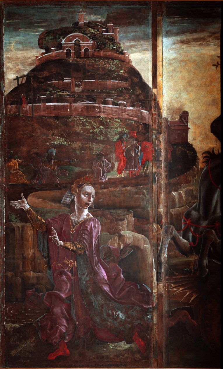 St George and the Dragon, detail of the Princess - oil on panel بواسطة Cosimo Tura