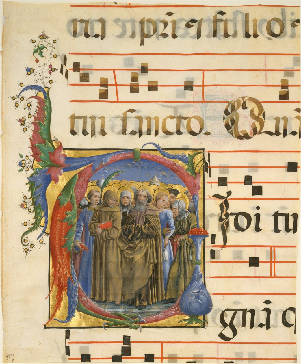 إضاءة مخطوطة مع جميع القديسين في V الأولي ، من Antiphonary ، 1450-1460. بواسطة كوزمي تورا