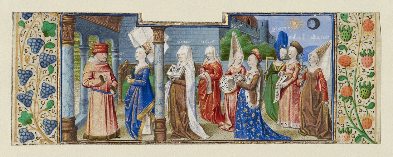 فلسفة تقديم الفنون الليبرالية السبع إلى Boethius ، ca 1465 بواسطة Coëtivy Master