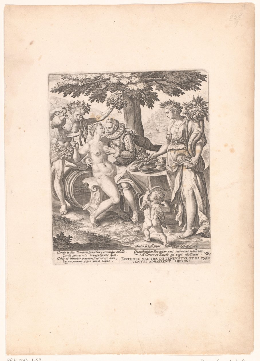 رجل في Gezelschap van Venus ، Ceres en Bacchus كوكب الزهرة بارد بدون سيريس وباخوس بواسطة كريسبين فان دي باس (الأول)