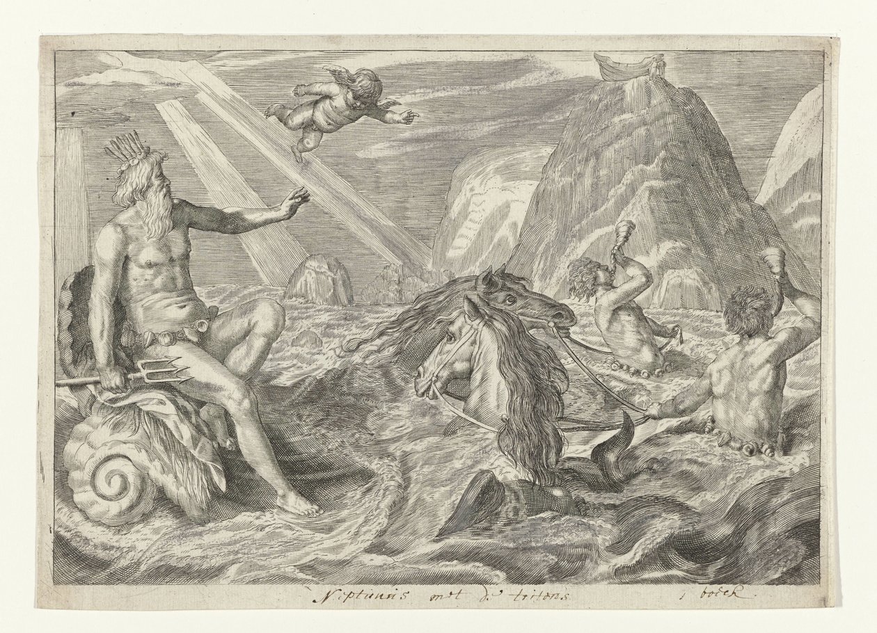 التقى نيبتونوس دي تريتون Metamorphosen فان أوفيديوس (عنوان المسلسل) بواسطة Crispijn van de Passe (II) (منسوب إلى)