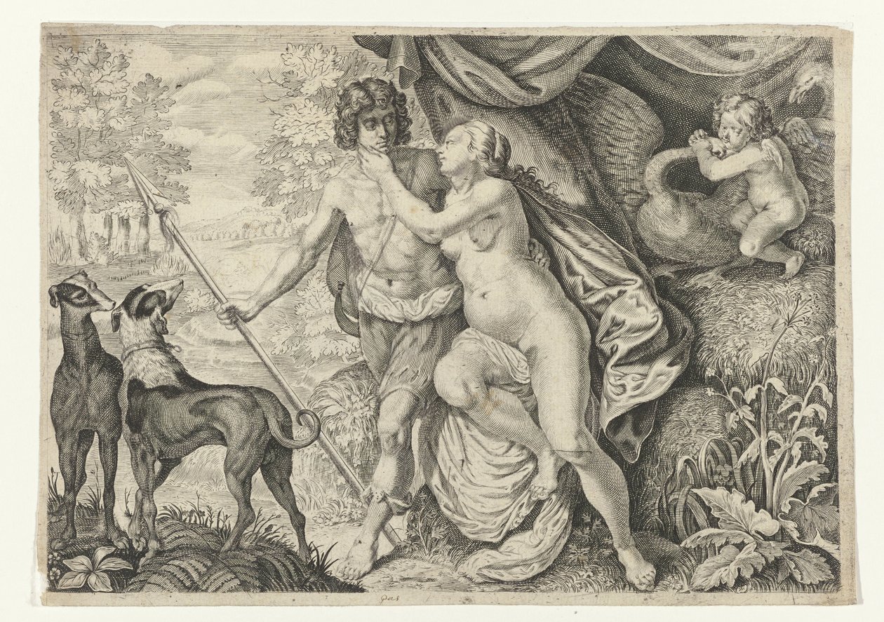 فينوس في أدونيس Metamorphosen فان أوفيديوس (عنوان المسلسل) بواسطة Crispijn van de Passe (II) (منسوب إلى)