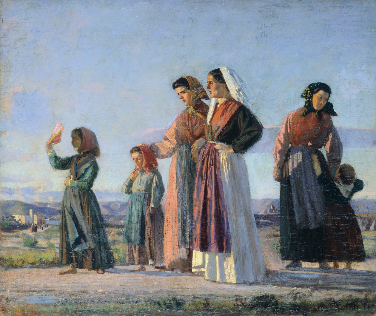 العودة من القداس ، حوالي عام 1865 ، بواسطة كريستيانو بانتي (1824-1904) ، زيت على قماش ، 38 × 46 سم بواسطة كريستيانو بانتي