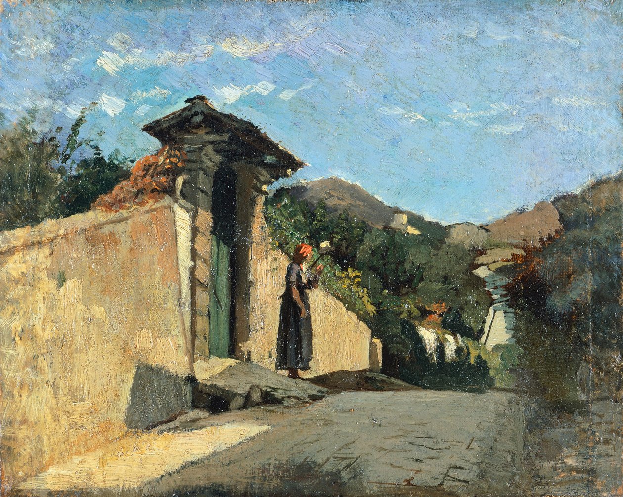 دراسة المناظر الطبيعية ، حوالي 1861 ، بواسطة كريستيانو بانتي (1824-1904) ، زيت على قماش على لوح بواسطة كريستيانو بانتي