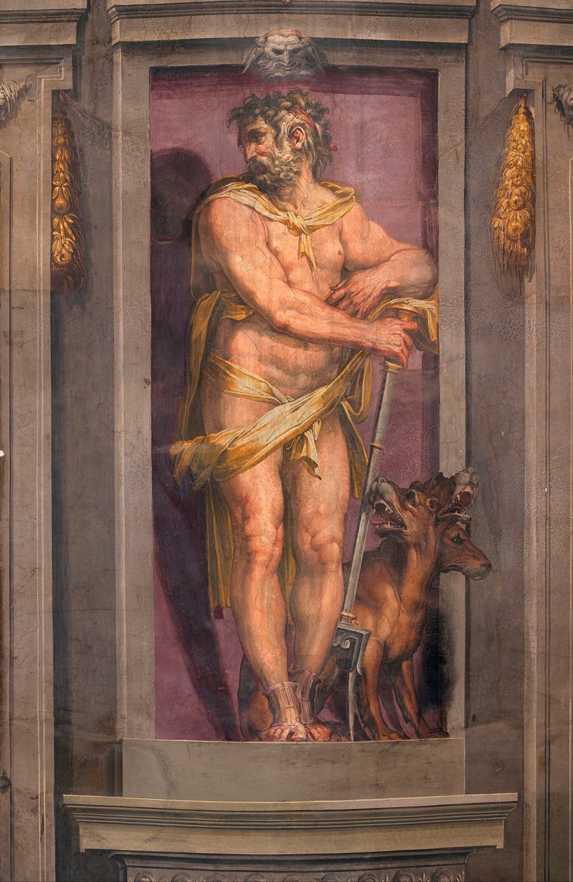 "بلوتون" (بلوتو) Fresque de Cristofano Gherardi (1508-1556) - 1556-1557 Dim 250x100 cm Palazzo Vecchio ، فلورنسا بواسطة كريستوفانو غيراردي