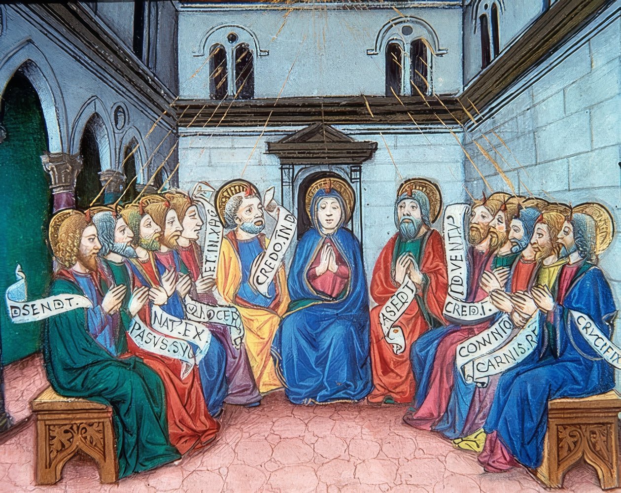سكب الروح القدس (c.141v). 1476 بواسطة كريستوفورو دي بريديس
