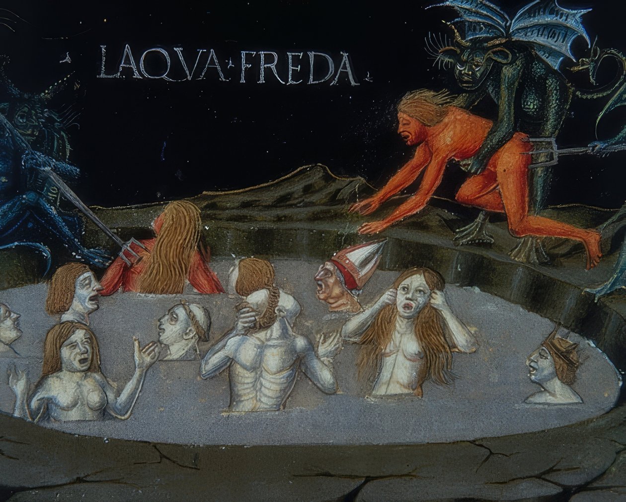 Höllenstrafen (c.154r). 1476 بواسطة كريستوفورو دي بريديس