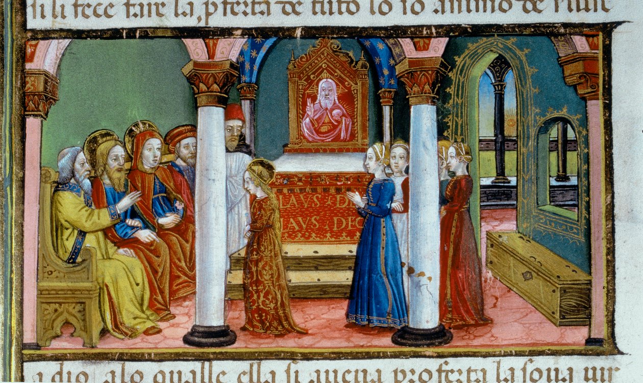 إضاءة تصور ماري وهي تتعهد بالعذرية في Codex De Predis بواسطة كريستوفورو دي بريديس