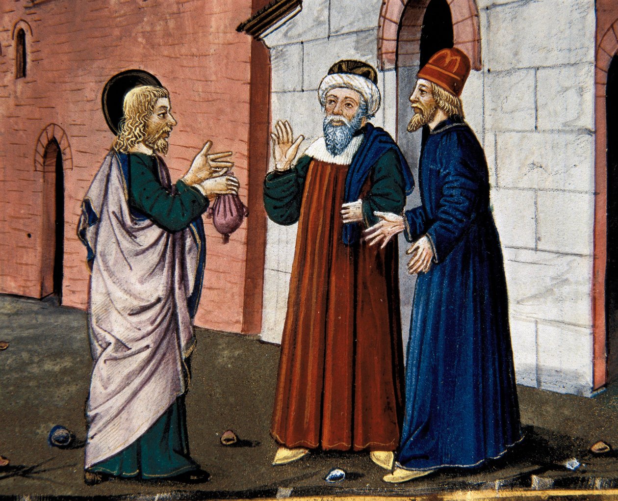 يذهب يهوذا إلى الكاهن ويعترف بخيانته للمسيح ، من Leggendario Sforza-Savoia بواسطة كريستوفورو دي بريديس