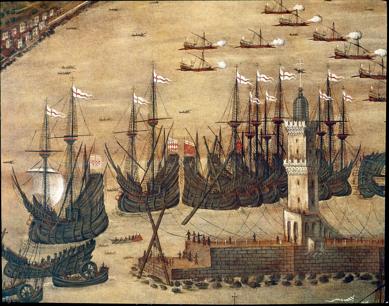 View of the harbour of Genoa. (Detail. Oil on canvas بواسطة كريستوفورو جراسي أو جراسو