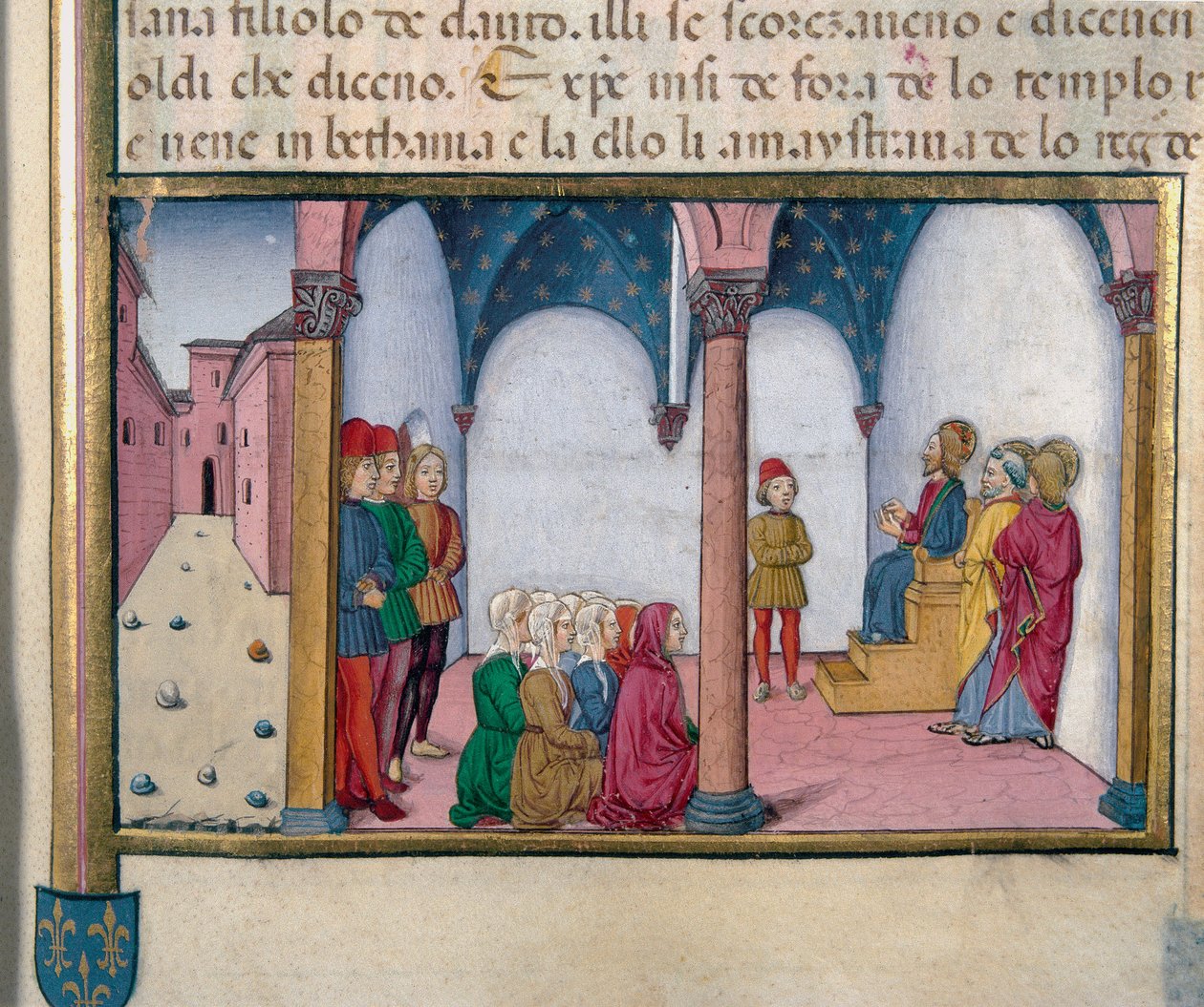 Jesus teaching at the Miniature Temple of Cristoforo De Predis (1440-1486) after the History of the New Testament بواسطة كريستوفورو دي بريديس