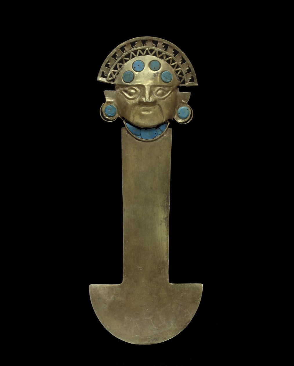 سكين تومي ، 800-1375 ميلادي (ذهب مطروق ومطارد ومزركش مع ترصيع باللون الفيروزي) بواسطة ثقافة سيكان
