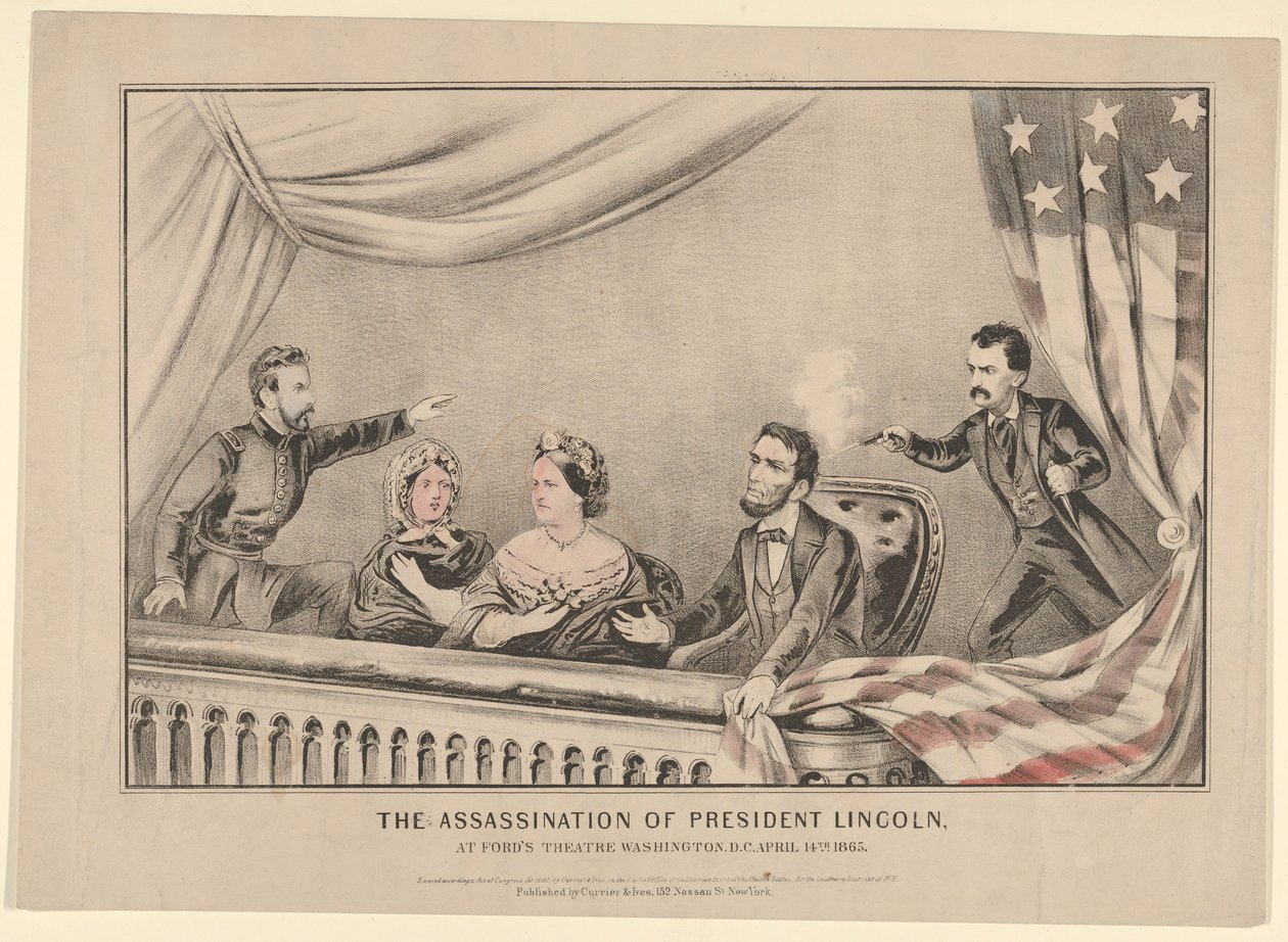 اغتيال الرئيس لينكولن في مسرح فوردس ، واشنطن العاصمة ، 14 أبريل 1865 ، 1865. بواسطة كوريير وآيفز