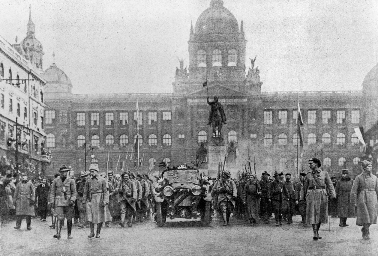 دخول مساريك إلى براغ في 8 ديسمبر 1918 بواسطة المصور التشيكي