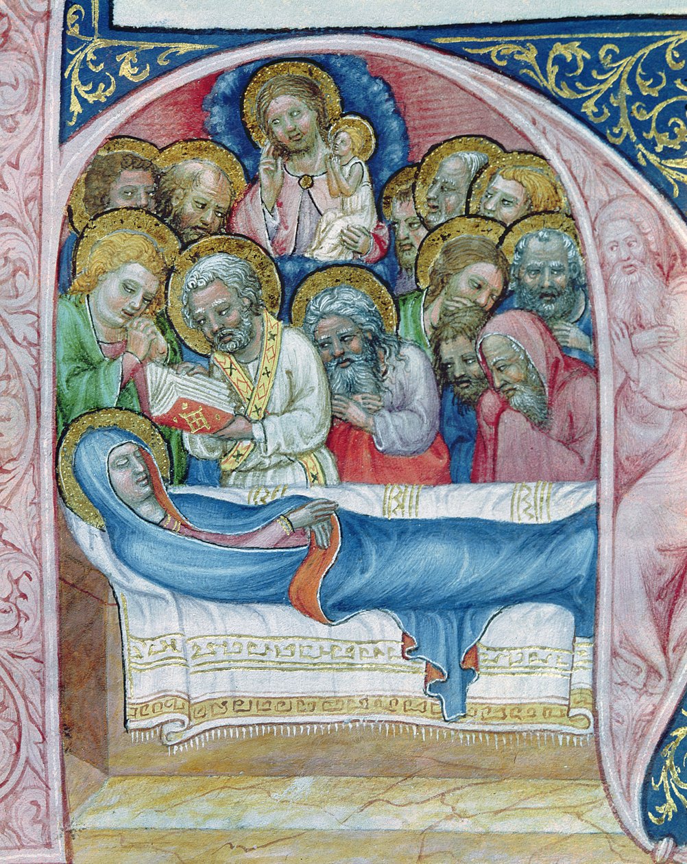 السيدة XIII A 12 دفن العذراء ، من Liber Viaticus بواسطة Jean de Stredy ، بعد عام 1360 بواسطة المدرسة التشيكية