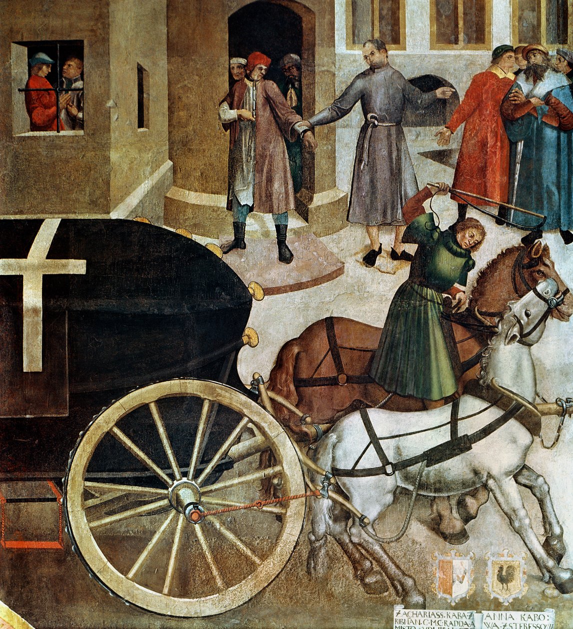 The Hearse ، تفاصيل من حياة القديس فاتسلاف في الكنيسة ، 1520 (جدارية) بواسطة المدرسة التشيكية